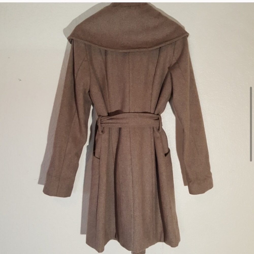 Merona Wool Blend Taupe Tie Coat - Picture 5 of 8